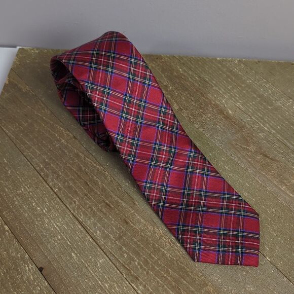 Tommy Hilfiger silk neck tie for me red plaid - Picture 1 of 5